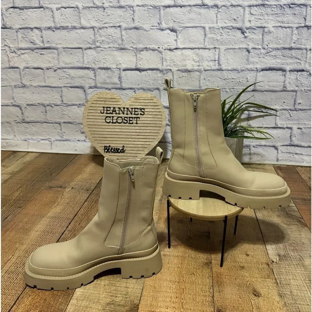 Zara Lug soles beige Boots size 38 - Picture 3 of 13